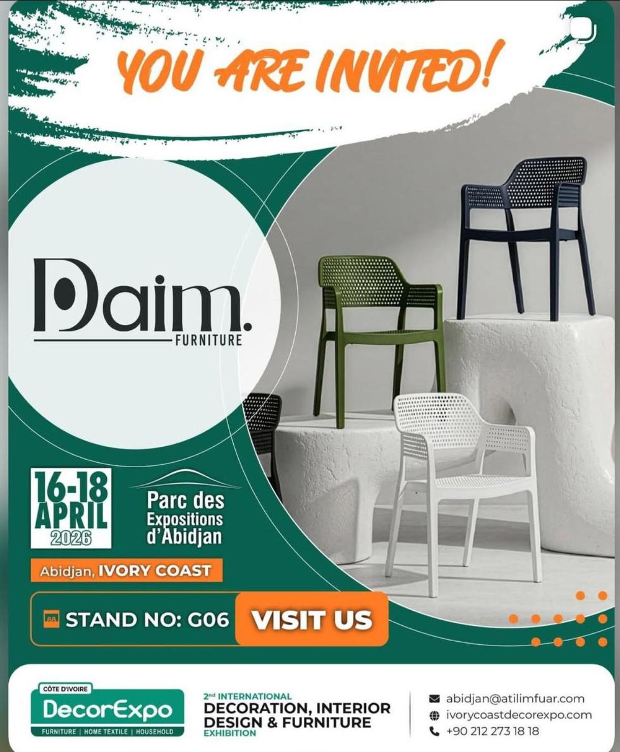 Decor Expo 2026 Fildişi Sahili: Daim Furniture Batı Afrika’nın Kalbinde!